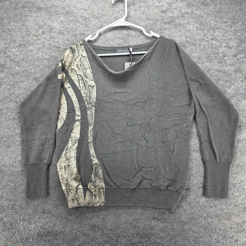Mint Velvet Sweater Pullover Womens S Gray Boat Neck Dolman Sleeve Lightweight